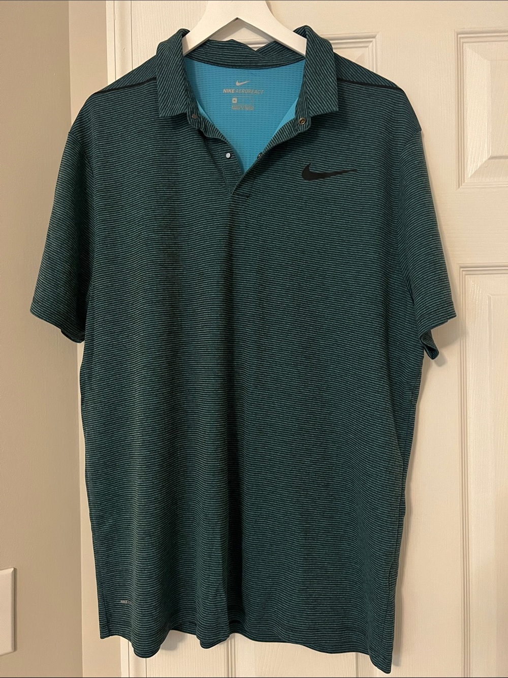 Nike Men’s Teal Microstripe Dri-FIT Polo